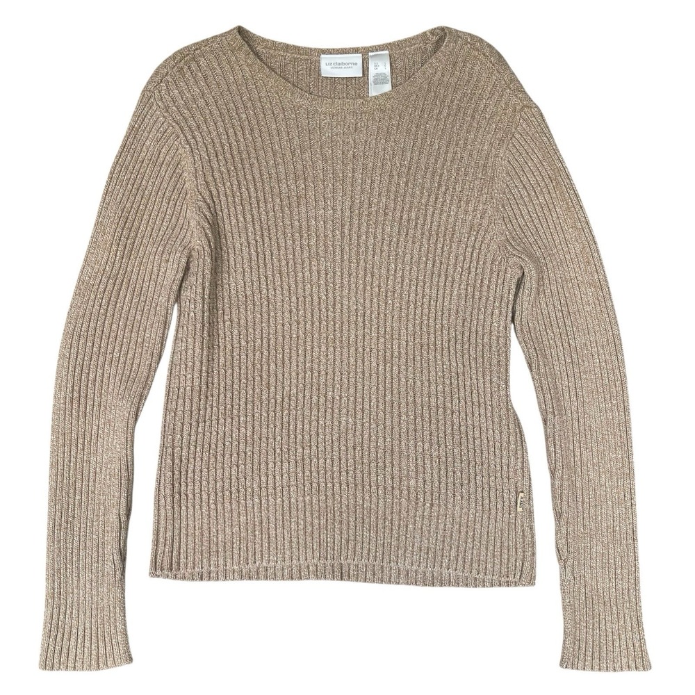 Vintage Y2K Liz Claiborne Sweater Womens Large Beige Neutral Lizwear‎ Jeans 90s